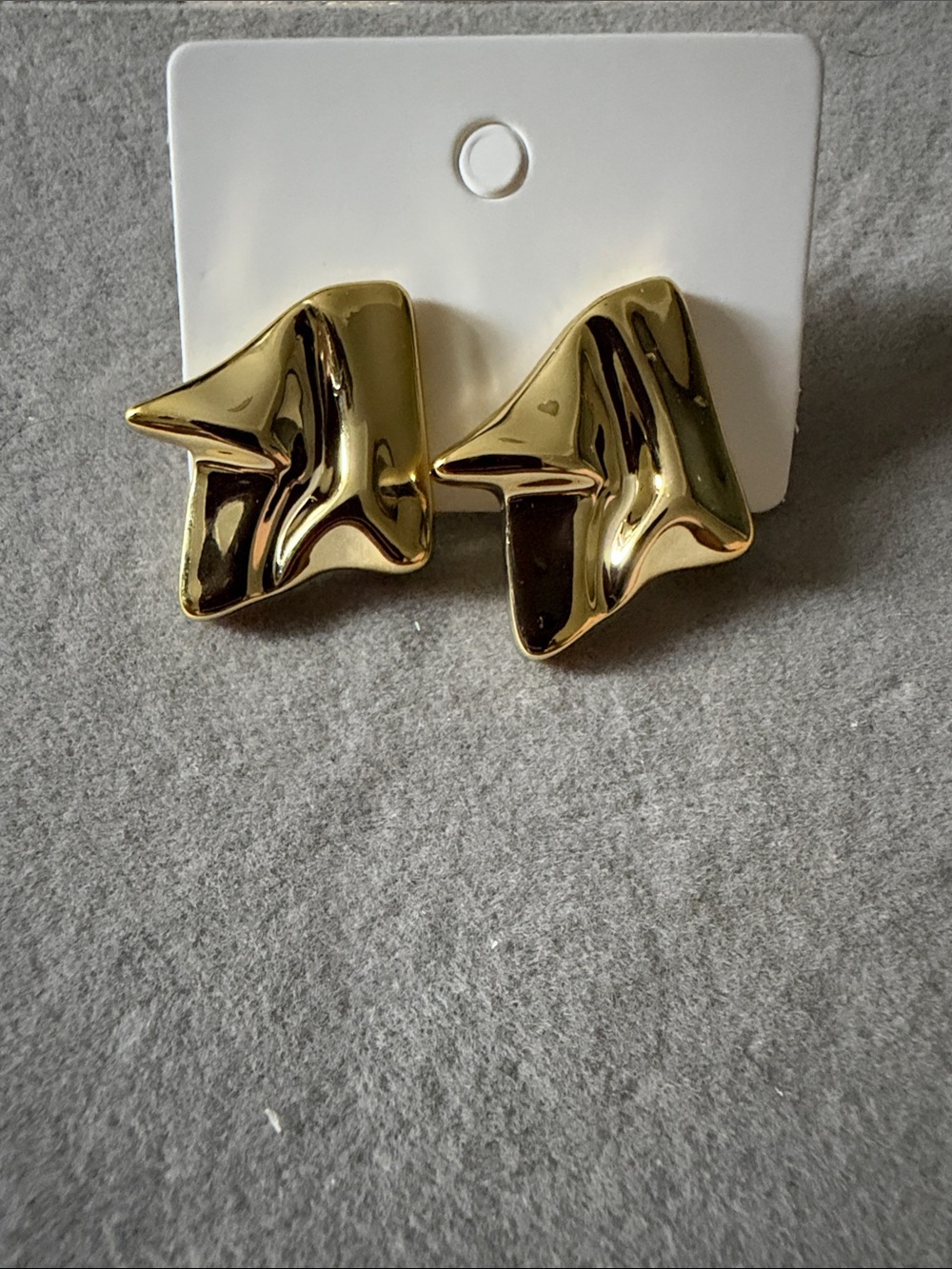 Gold Sculpted Statement Earrings - Women's Fashion Accessory